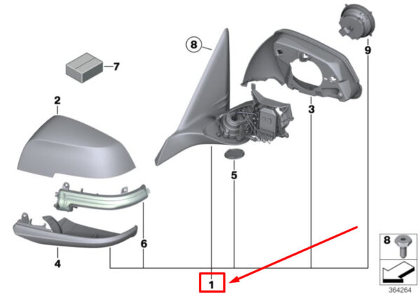 BMW 2 convertible F23 exterior mirror front right 51167268538 7268538 new original - Image 4