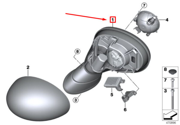 MINI COOPER F55 Front Left Exterior Mirror Housing LHD 51167401093 NEW GENUINE - Image 5