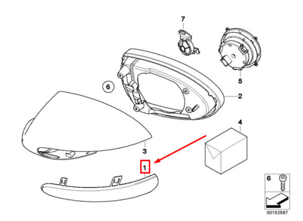 BMW 6 E63 FRONT LEFT MIRROR COVER 51167906349 7906349 NEW ORIGINAL - Image 4