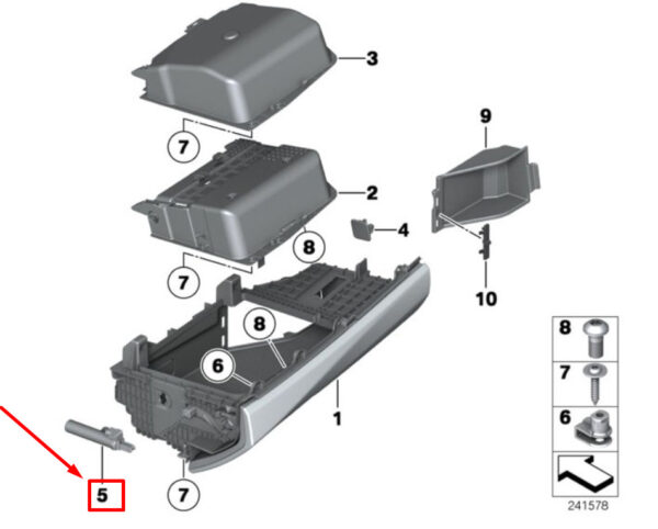 BMW 5 F10 Glove Box Damper 51169142637 9142637 NEW ORIGINAL - Image 4