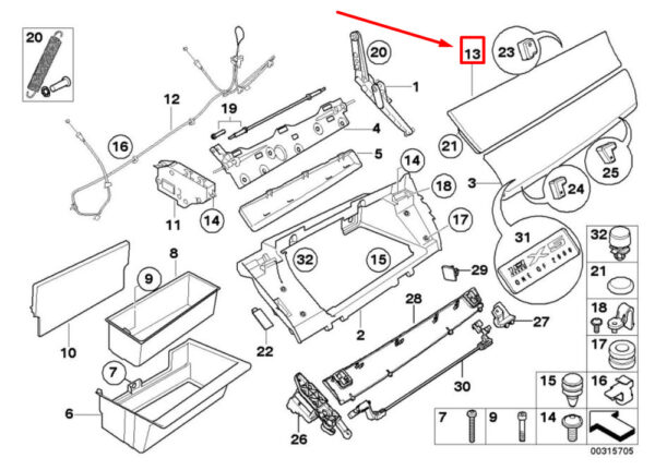 BMW X5 E70 Upper Glove Box Cover 51169211033 9211033 OEM - Image 4