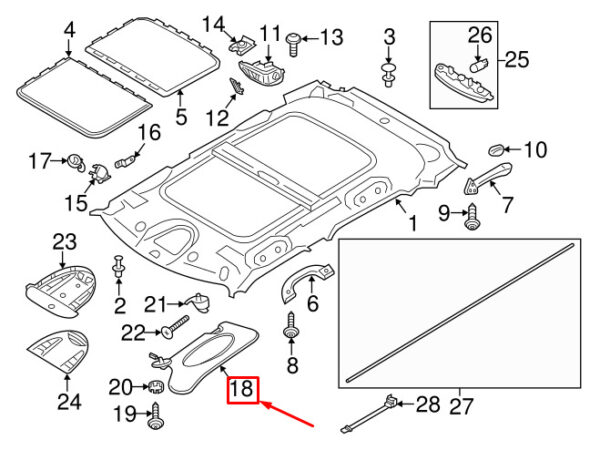 MINI COUNTRYMAN R60 LEFT SIDE SUN VISOR LHD 51169812697 NEW GENUINE - Image 4