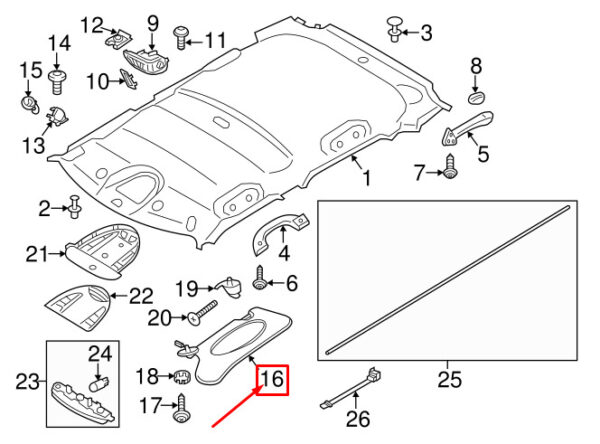 MINI COUNTRYMAN R60 RIGHT SUN VISOR 51169812698 9812698 NEW GENUINE - Image 5