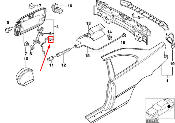 BMW 3 COMPACT E36 FUEL DOOR SPRING 1888374 51171888374 NEW ORIGINAL
