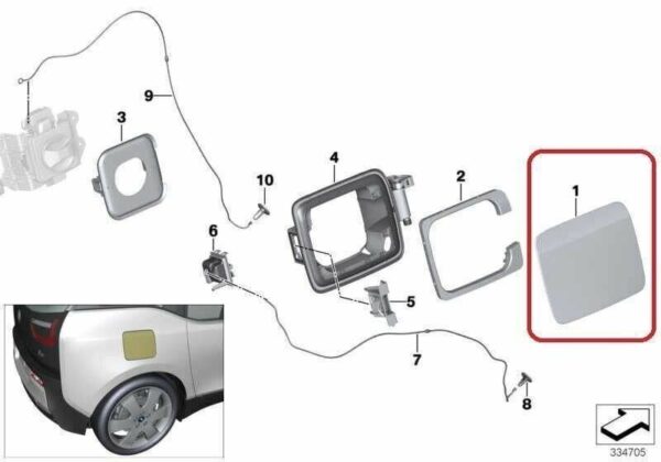 BMW I01 charging connector cover with original coating 51177376 - Image 4