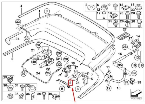 BMW E46 ORIGINAL Left Folding Flap Top Cover 51178233303 - Image 5