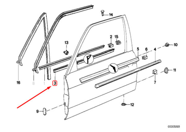 BMW 3 Series Convertible E30 interior door seal front left 51211942821 NEW ORIGINAL - Image 5
