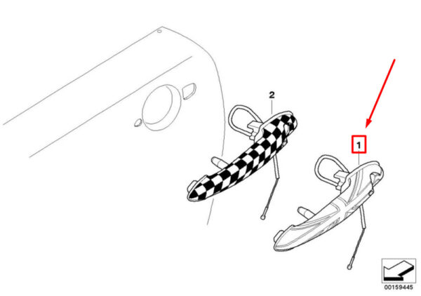 MINI CONVERTIBLE R52 FRONT LEFT OUTER HANDLE LHD 51212147111 NEW GENUINE - Image 4