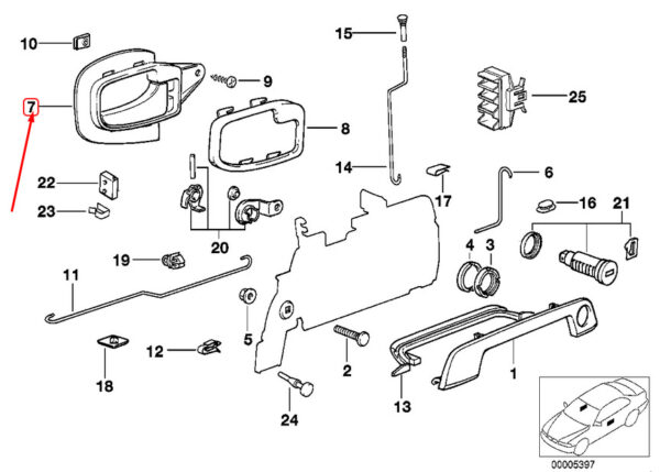 BMW 3 Coupe E36 door handle inside front right 512261146 NEW ORIGINAL - Image 4