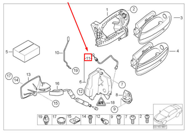 BMW 7 SERIES E65, E66, E67 FRONT DOOR LOCK CABLE 7061459 51217061459 NEW ORIGINAL - Image 4