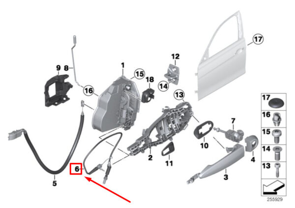 BMW 3 Series F30, F80 front door opener Bowden train 7259827 51217259827 NEW ORIGINAL - Image 4