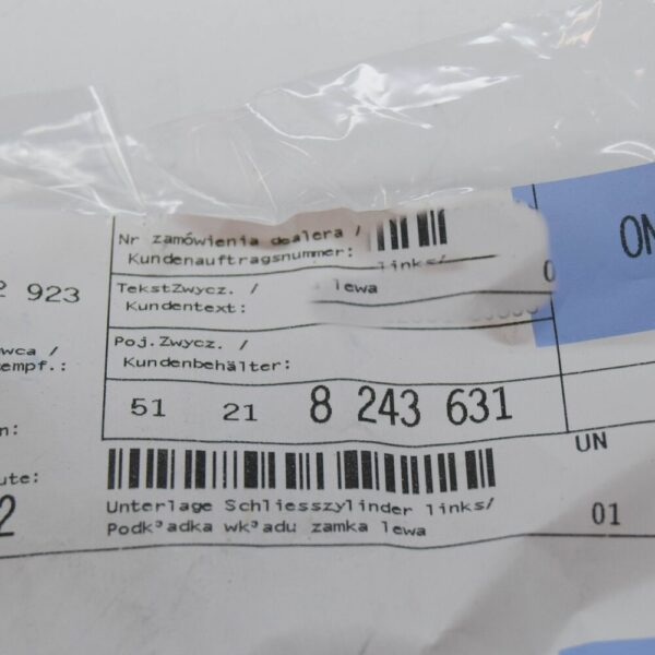 BMW X5 E53 Front Left Door Lock Cylinder Base 51218243631 8243631 NEW ORIGINAL