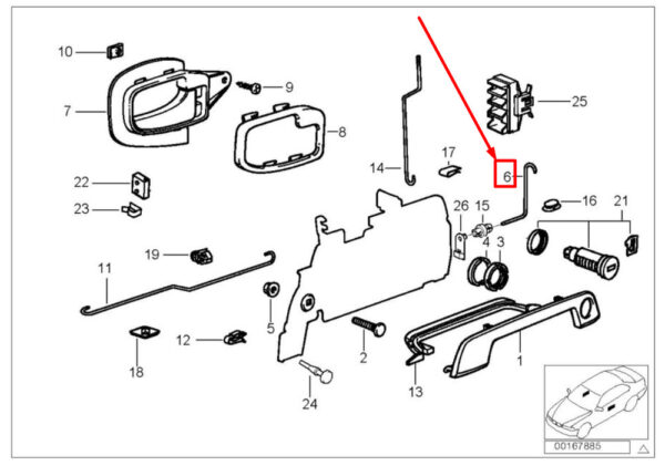 BMW Z3 Roadster E36 door lever front left 8397285 51218397285 NEW ORIGINAL - Image 4