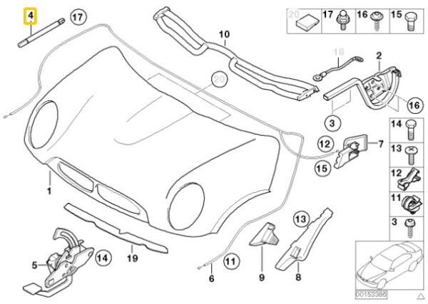 NEW MINI R50 R52 R53 HOOD BONNET PRINTED STRUT 7175020 ORIGINAL