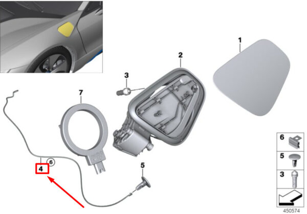 BMW i8 I12 Fuel Flap Unlocking Cable 51257297008 7297008 NEW ORIGINAL - Image 4