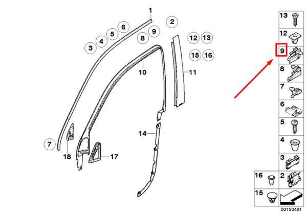 BMW X5 E53 door trim gasket clip 51327004698 7004698 new original - Image 4