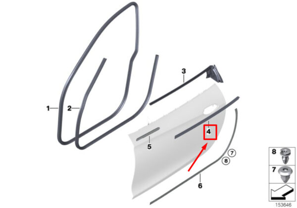 BMW 3 Coupe E92 door channel cover front left 7173551 51337173551 NEW ORIGINAL - Image 4