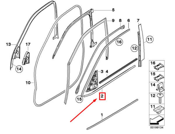 BMW X5 E70 door window strip front right 51337207842 7207842 new original