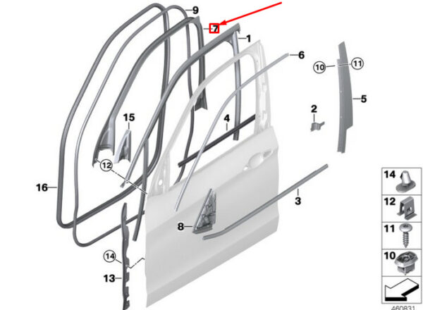 BMW X5 F15 Front Left Door Window Frame Cover 51337299531 NEW ORIGINAL - Image 4