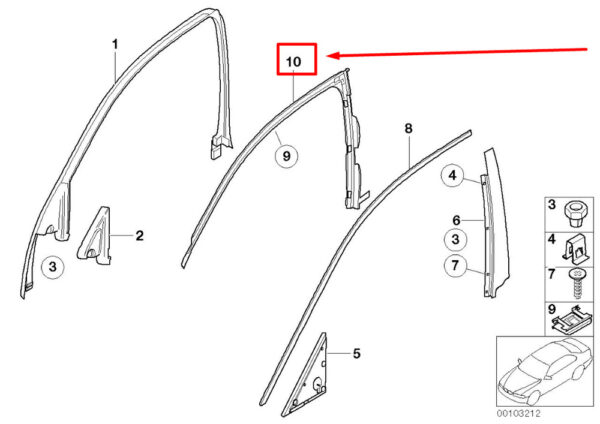 BMW 7 E65, E66 door gasket front left 8223827 51338223827 new original - Image 4