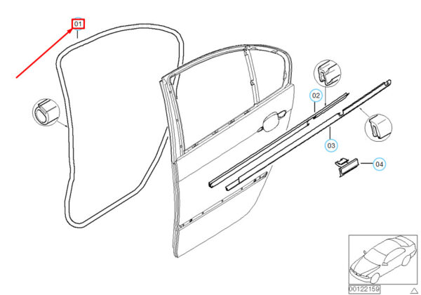 BMW 3 E46 rear right exterior door gasket 51348194698 8194698 NEW REAL - Image 4