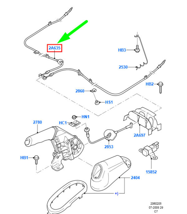 NEW FORD TRANSIT CONNECT MK1 PARKING BRAKE CABLE 7T16-2A603-DD 5135370 ORIGINAL - Image 3