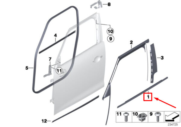 MINI R60 door exterior seal rear left 51359803791 9803791 NEW ORIGINAL - Image 4