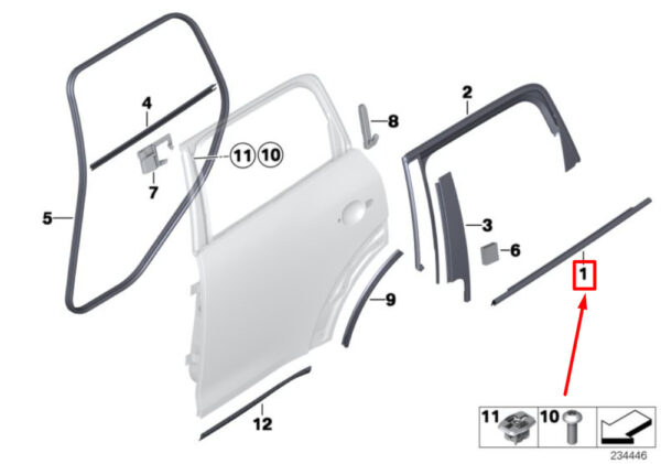 MINI COUNTRYMAN R60 Rear Left Door Exterior Sealing Strip 51359810469 NEW - Image 5