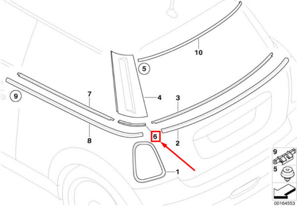 MINI COOPER R56 C Pillar Right Cover Mount 51372754776 NEW GENUINE - Image 4