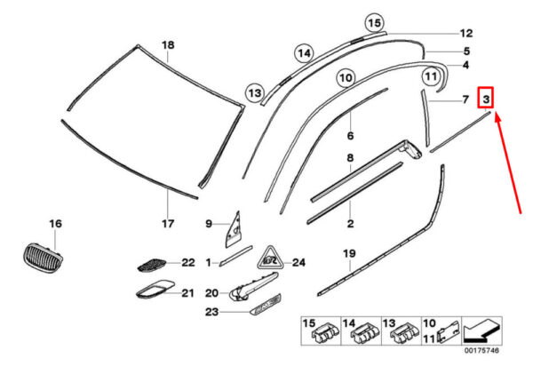 BMW 3 Series E92 rear right window molding 7173554 51377173554 NEW ORIGINAL - Image 4