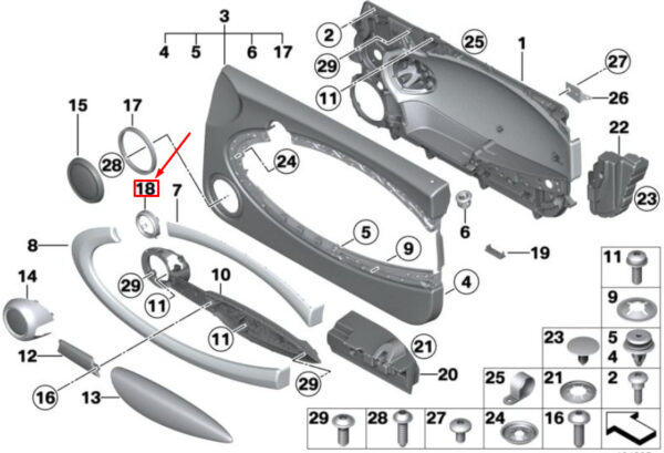 MINI CLUBMAN R55 FRONT RIGHT GRIP PANEL 51412753336 2753336 NEW GENUINE - Image 4