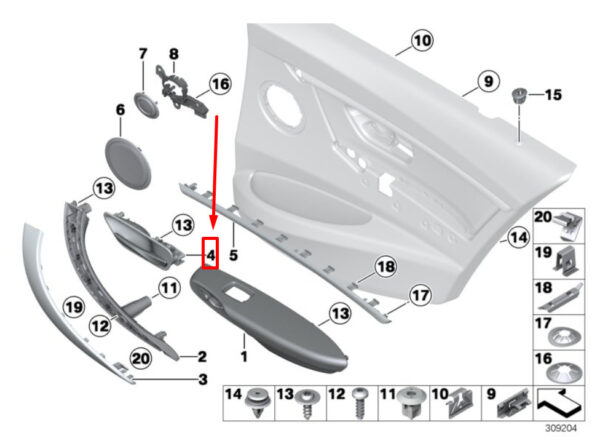 NEW BMW 3 F30, F80 LEFT REAR INTERIOR OPENING HANDLE 7279345 51417279345 - Image 4