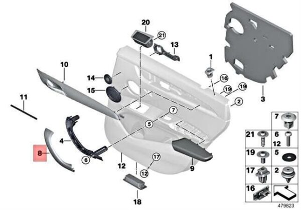 BMW Trim Door Pull Right Black 51417417514 ORIGINAL - Image 5