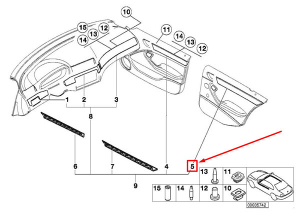 NEW BMW 3 E46 REAR RIGHT DOOR DECORATIVE STRIP 51428213996 8213996 - Image 4