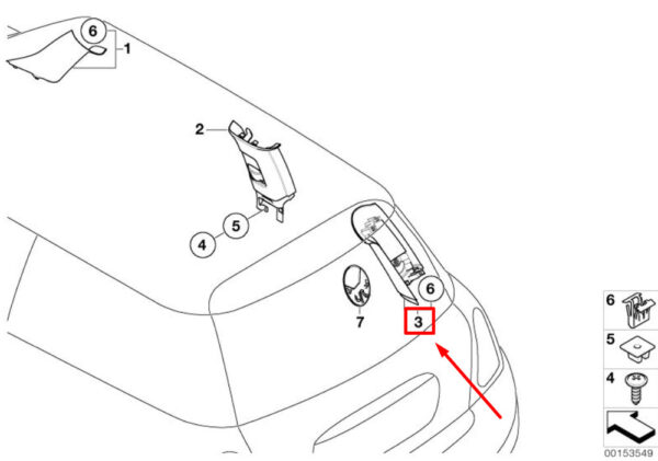 NEW MINI COOPER R50 REAR LEFT HIS INNER D COLUMN COVER 51437029453 - Image 4
