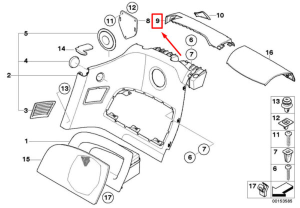 BMW Z4 Roadster E85 Upper Rear Right Panel Trim 7055414 51437055414 NEW ORIGINAL - Image 4
