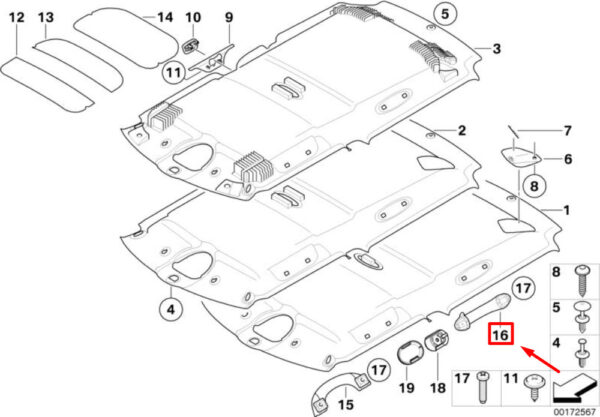 MINI COOPER R56 Left Rear Roof Mount Handle 51442753141 NEW GENUINE - Image 5