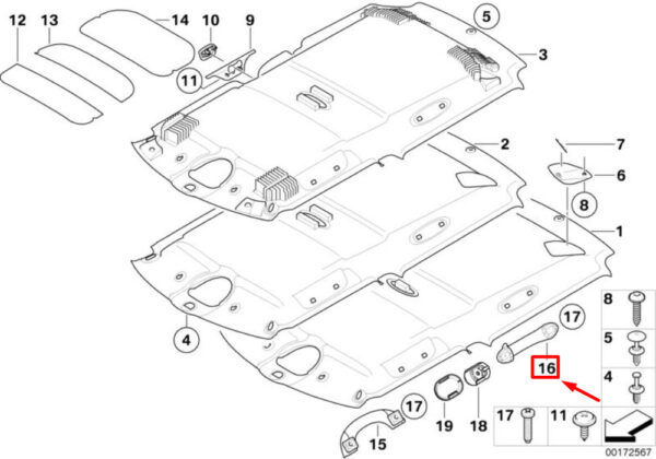 MINI COOPER R56 Rear Roof Sky Handle Holder 51442753142 2753142 NEW GENUINE - Image 4
