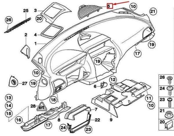 BMW E63 Original Speaker Cover 51457009261 - Image 4