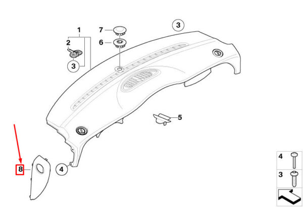 MINI COOPER R50, R53 Right Instrument Panel Cover 51457144592 NEW ORIGINAL - Image 4