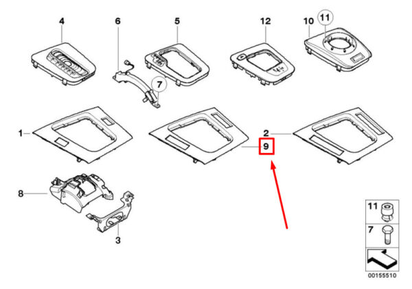 BMW 3 Convertible E46 Interior Trim Center Console 51457907051 7907051 NEW ORIGINAL - Image 4