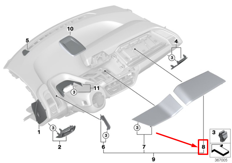 NEW BMW I3 I01 RIGHT UPPER INSTRUMENT PANEL COVER 51459287413 9287413 ORIGINAL 1 51459287413