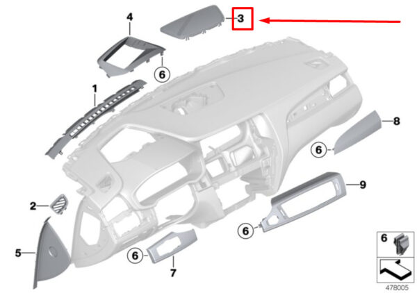 BMW X3 F25 Center Speaker Cover 9302553 51459302553 NEW Original - Image 4