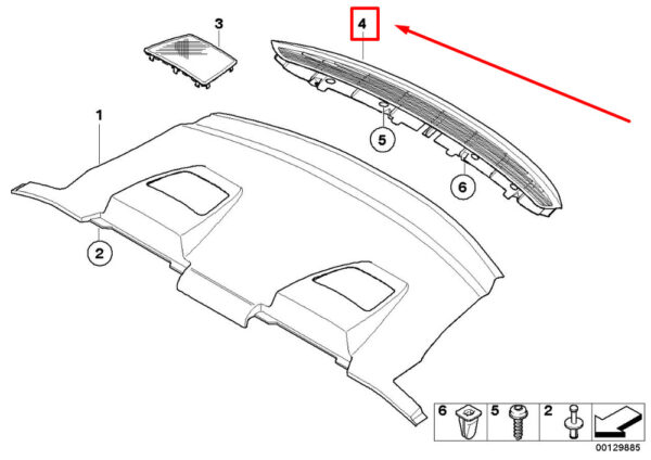 BMW 6 Series E63 rear window rack ventilation grille 7073739 51467073739 NEW ORIGINAL - Image 4