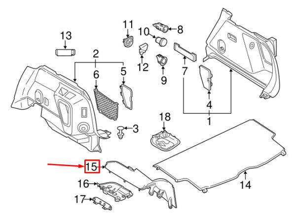 MINI COUNTRYMAN F60 Rear Left Window Shelf Bracket 51467414401 GENUINE - Image 4