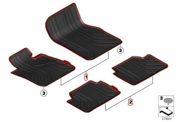 New ORIGINAL BMW 1' F20 Sport Line Front Rear All-Weather Floor Mats Set OEM