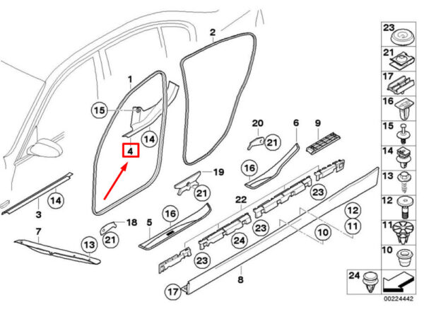 BMW 3 SERIES E90 REAR RIGHT INNER DOOR STEP STRIP 7146348 51477146348 NEW ORIGINAL