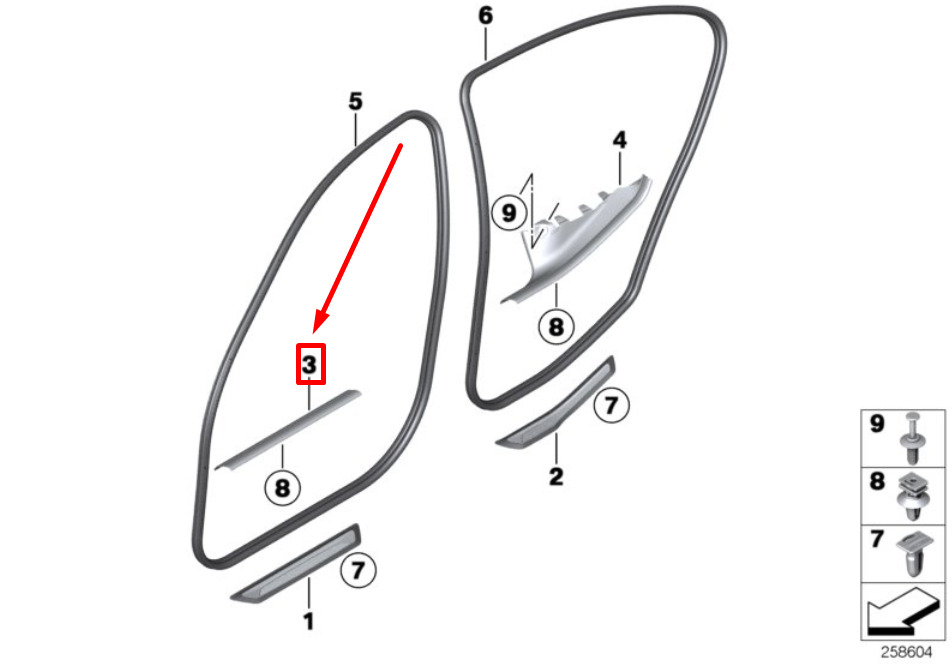 NEW BMW 3 F30, F80 FRONT ENTRANCE INNER COVER STRIP 7272603 51477272603 ORIGINAL 1 51477272603