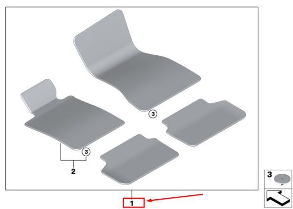 BMW 3 G20 floor mat set left handlebar 51477910435, original part - Image 4