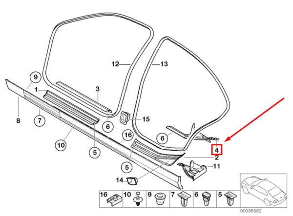 BMW 3 Series E46 entry strip rear left 8227525 51478227525 NEW ORIGINAL - Image 5